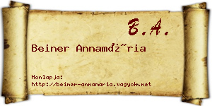 Beiner Annamária névjegykártya